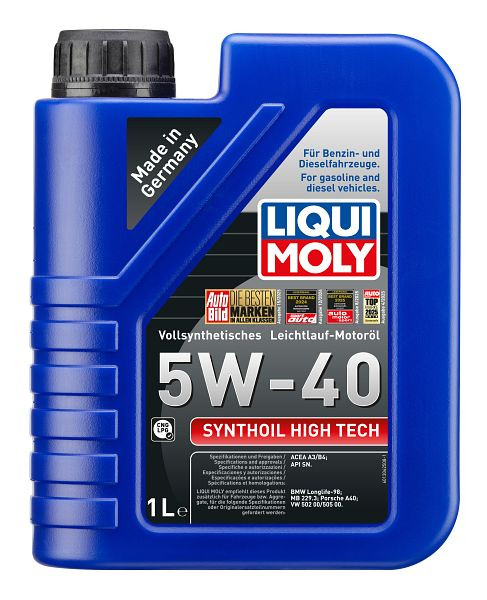 LIQUI MOLY Leichtlauföl Synthoil High Tech 5W-40, Kanister Kunststoff, VE: 1 Liter, 1306