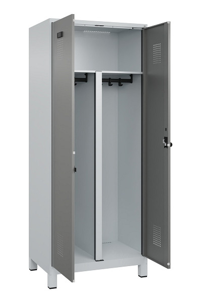 C+P PSA Schwarz-Weiß-Spind Evolo PLUS, mit Füßen, 2 Abteile, 1950x800x500mm, 70, 0005000 RDS Stahlgrau, Drehriegel, 049012-22P S10014
