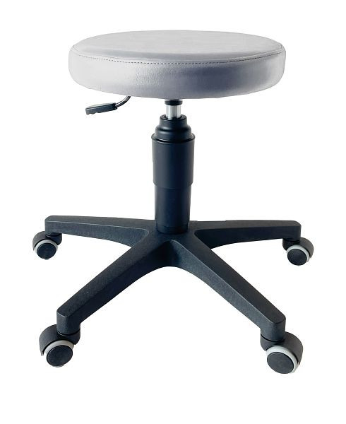 ultraMEDIC Rollhocker ultraSWIVEL6 Sitzhöhe 39 - 52 cm, Sitzdurchmesser 35 cm, Kunstlederbezug Hellgrau, SAN-1500-HGR