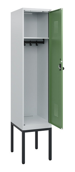 C+P Spind Evolo PLUS, Gestell, 1 Abteil, 1950x400x500mm, 7035/6011, Drehriegel, 0490305-12 S10010