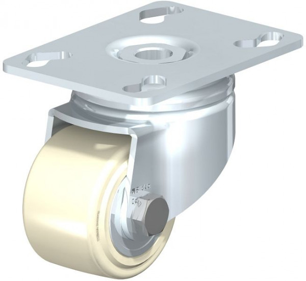 Blickle LKPA-GSPO 50K Stahlblech-Kompakt-Lenkrolle mit Anschraubplatte, Gusspolyamid, Weiß, 754794