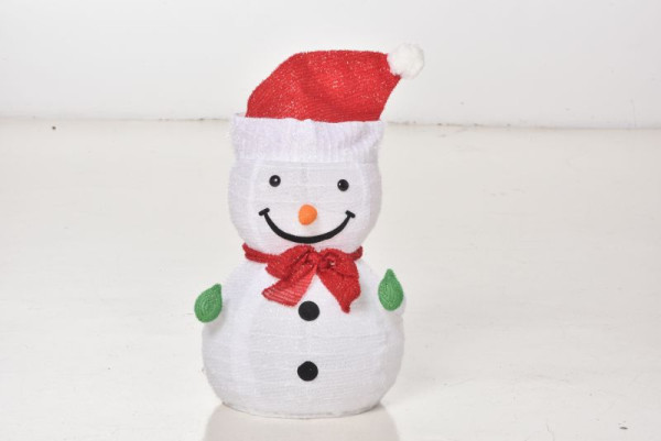 Outsunny Weihnachten Schneemann Weihnachtsdekoration mit LED-Lichter, faltbar wetterfest Polyester Grün+Rot+Weiß Ø30 x 51 cm, 830-411