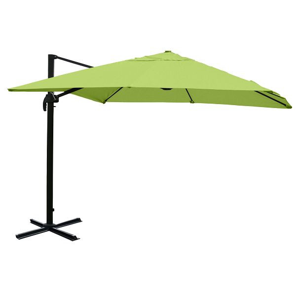 Mendler Gastronomie-Ampelschirm HWC-A96, Sonnenschirm, 3x3m (Ø4,24m) Polyester/Alu 23kg, grün ohne Ständer, drehbar, 138980+122472