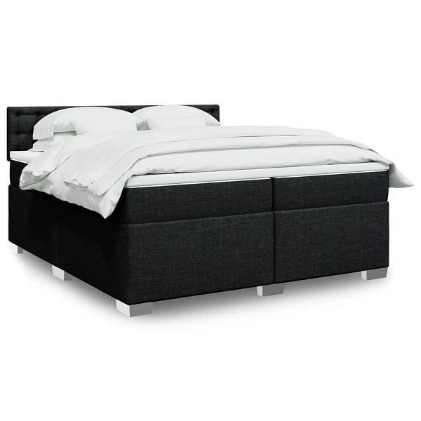 vidaXL Boxspringbett mit Matratze Schwarz 200x200 cm Stoff, 3286011