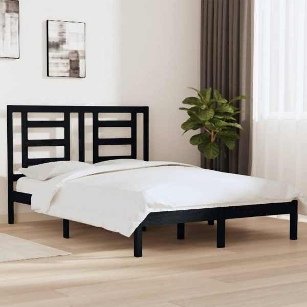 vidaXL Massivholzbett Schwarz Kiefer 140x190 cm, 3104332