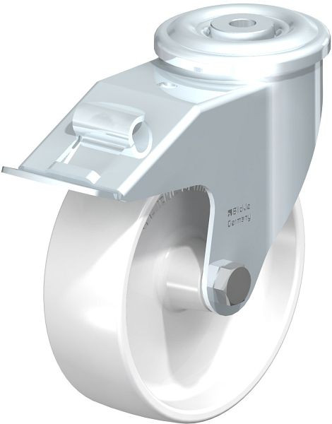 Blickle LER-PPN 150G-FI Stahlblech-Lenkrolle mit Rückenloch & Feststeller, Polypropylen, Weiß, 762904