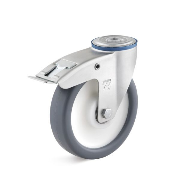 Torwegge Thermoplast Lenkrolle mit Doppelstopp, Tragfähigkeit 120 kg, Rad-Ø 80 mm, Radbreite 35 mm, Ausladung 36 mm, 0029433