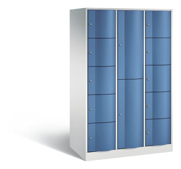 C+P Schließfachschrank Resisto, 12 Fächer, H1950xB1148xT640 mm, Grau/Fernblau, 8070-3731 S10027