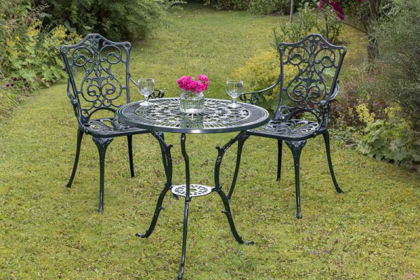 Merxx Lugano Set 3-teilig, 2 Lugano Sessel, 1 Lugano Tisch Ø 70 cm, grün, Aluminiumguss, 50174-214