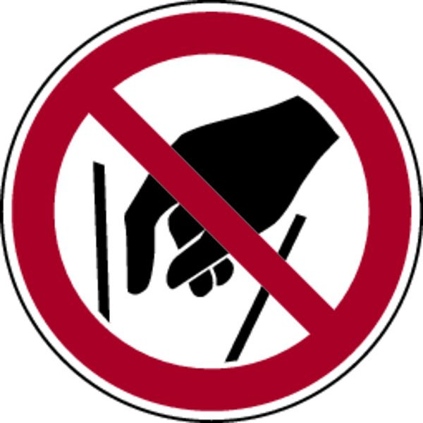 Schilder Klar Verbotszeichen Hineinfassen verboten DIN EN ISO 7010-P015, 100 mm Folie selbstklebend, 1343/61