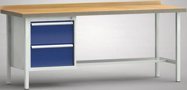 KLW Standard-Werkbank - 2000 x 700 x 840 mm L x T x H, links 2x250EA, WS118N-2000M40-E7030