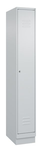 C+P Umkleidespind Classic PLUS mit Mitteltrennwand, Sockel, 1950x300x500mm, 7035/7035, Zylinderschloss, 080020-10F S10024