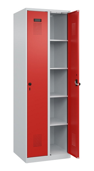 C+P Wäsche-Spind Evolo PLUS, 2 Abteile, 1850x600x500mm, 7035/3020, Verschluss Drehriegel, Ablageböden 8, 049000-20B S10005