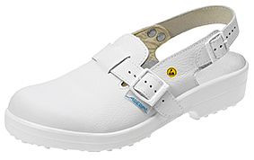 ABEBA ESD-Sicherheitsschuhe Classic Clog weiß ESD, SB, Ristbereich verstellbar, Fersenriemen feststehend, verstellbar, Genarbtes Leder, 31000-38