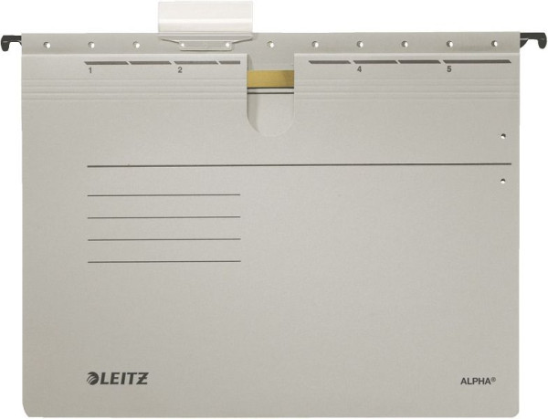 LEITZ 1984 Hängehefter ALPHA®, kfm. Heftung, Pendarec-Karton, 5 Stück, grau, 1984-30-85