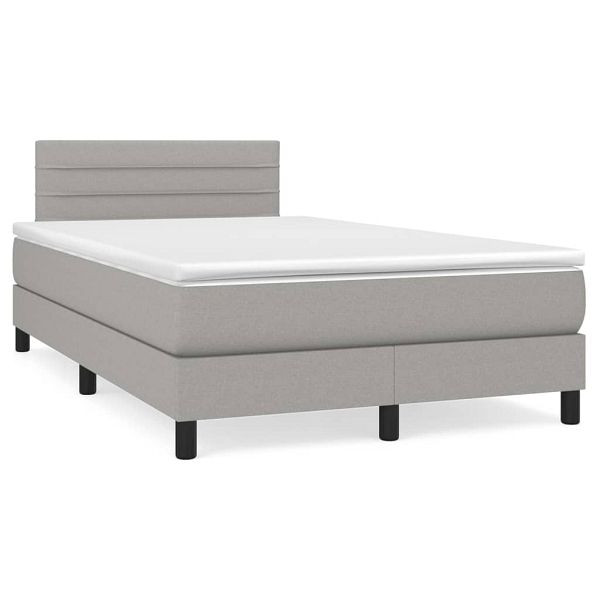 vidaXL Boxspringbett mit Matratze & LED Hellgrau 120x190 cm Stoff, 3270046
