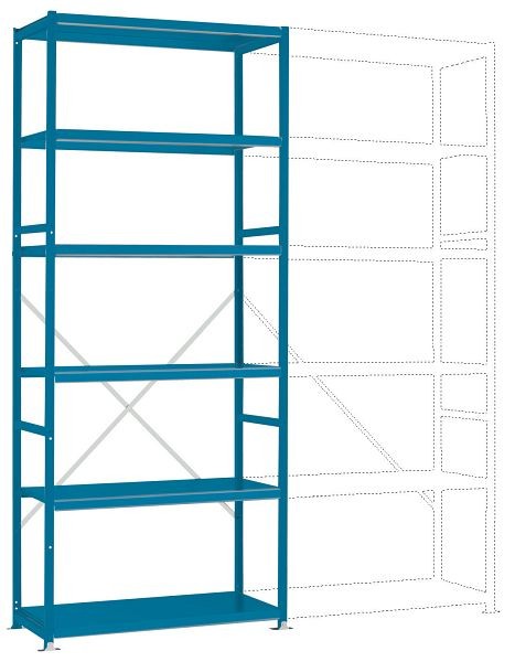 Manuflex Fachboden-Steckregal Color Grundregal mit 6 Stahlböden, HxBxT = 2500 x 1030 x 300 mm, lichtblau, RP1251.5012