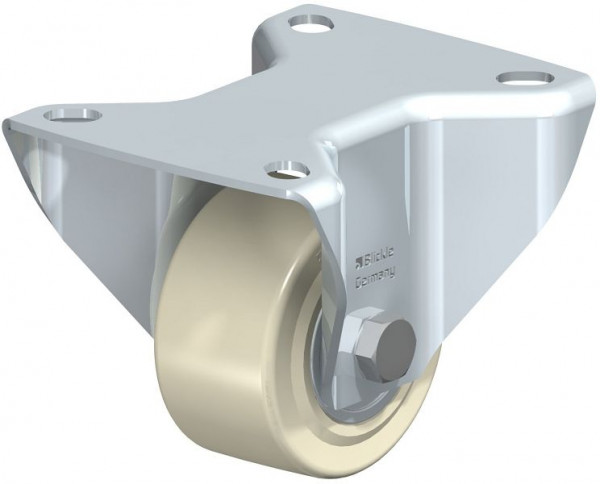 Blickle B-GSPO 60K Stahlblech-Kompakt-Bockrolle mit Anschraubplatte, Gusspolyamid, Weiß, 760725