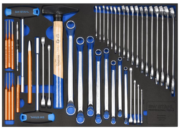 SW-Stahl Werkstattwagensortiment, Schraubenschlüssel und allgemeines Handwerkzeug, 44-teilig, Z3011-15