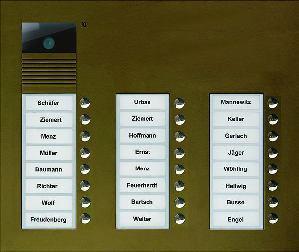 TCS Video Außenstation Serie AVU mit 24 Klingeltasten (rechtsbündig), 3-spaltig, UP bronze, AVU16240-0012