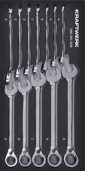 Kraftwerk BASIC LINE EVA Ratschen-Ring-Maulschlüssel-Einlage 20 x 40 cm, 12tlg, 105.301.030