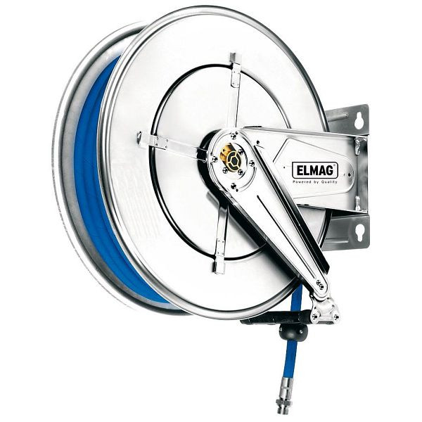 ELMAG Industrie Schlauchaufroller Edelstahl '433/21' für Druckluft und Wasser 130°C, 10 m, 1/2', 100 bar, 43500