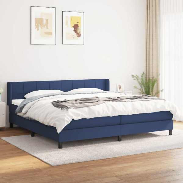 vidaXL Boxspringbett mit Matratze Blau 200x200 cm Stoff, 3129743