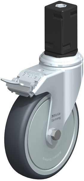 Blickle LKRA-TPA 126K-11-FI-FK-EV17 Apparate-Lenkrolle mit Expander & Feststeller, Thermoplastisches Gummi-Elastomer, Grau, 847909