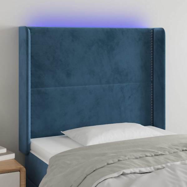 vidaXL LED Kopfteil Dunkelblau 103x16x118/128 cm Samt, 3123954