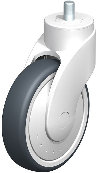 Blickle LWK-TPA 126K-FK-GS12 Kunststoff-Lenkrolle WAVE mit Gewindestift, Thermoplastisches Gummi-Elastomer, Grau, 740709