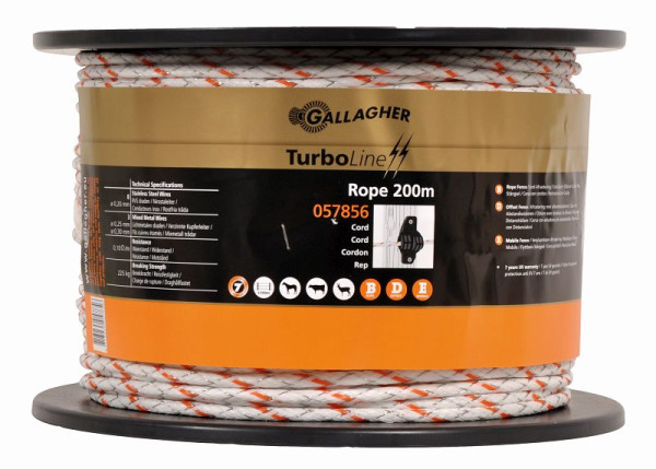 Gallagher TurboLine Cord 200m weiß, 057856, 8713235057856