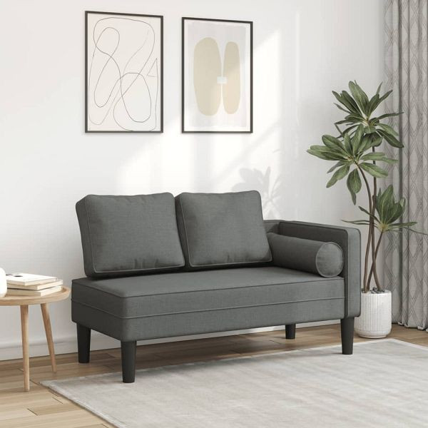 vidaXL Chaiselongue mit Kissen Dunkelgrau Stoff, 4007580