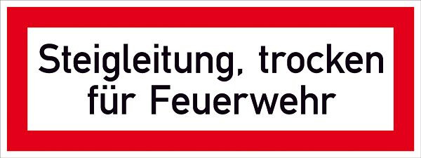 SafetyMarking Hinweisschild für die Feuerwehr, Steigleitung, trocken für Feuerwehr, BxH 29,7x10,5 cm, Folie, selbstklebend, 21.2881