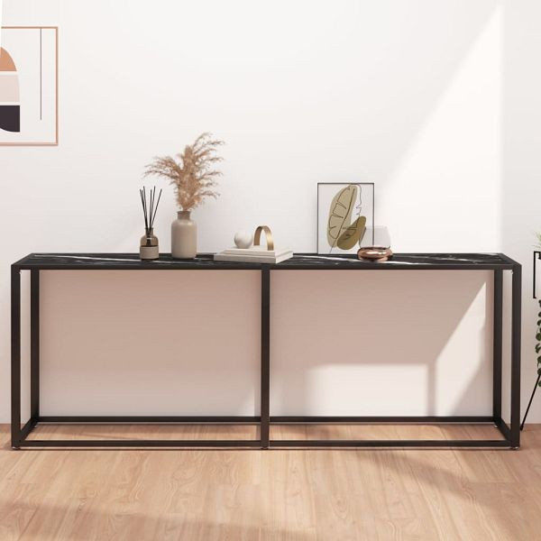 vidaXL Konsolentisch Schwarz Marmor-Optik 200x35x75,5 cm Hartglas, 331689
