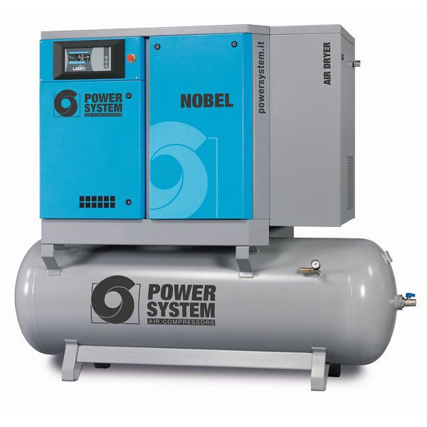 POWERSYSTEM Schraubenkompressor NOBEL 11-08 500 DV (IE3) LOGIN, drehzahlgeregelt mit Kältertrockner und Druckluftbehälter, 25228092