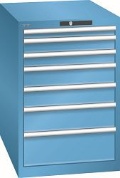 LISTA Schubladenschrank 27x36E (BxTxH) 564x725x850mm KEY Lock, Lichtblau, Schubladen: 7, Fronthöhen: 50-150 mm, 14.404.010