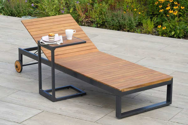 Merxx Santorin Liegenset 2-teilig, 1 Santorin Liege, 1 Cee Beistelltisch, Aluminium mit FSC® Akazienholz, 50673-209
