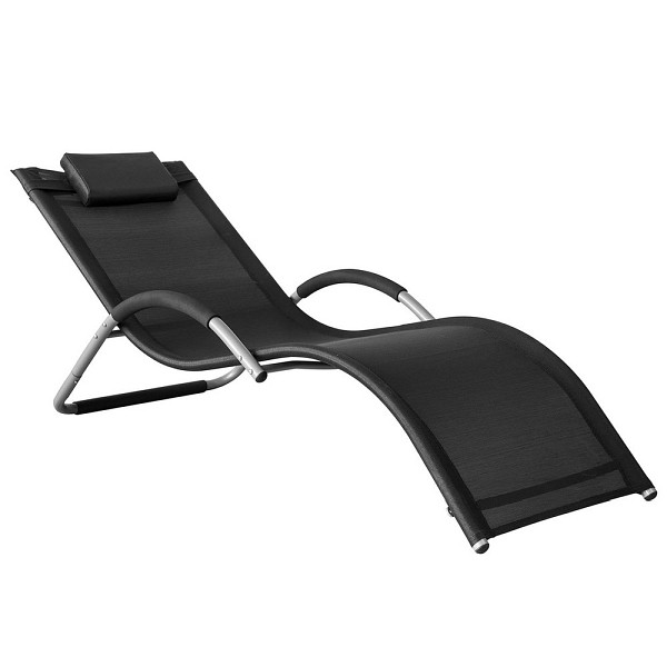 SoBuy Sonnenliege mit 120 kg Belastbarkeit Schwarz 165x58x67 cm, Industriell, OGS38-SCH