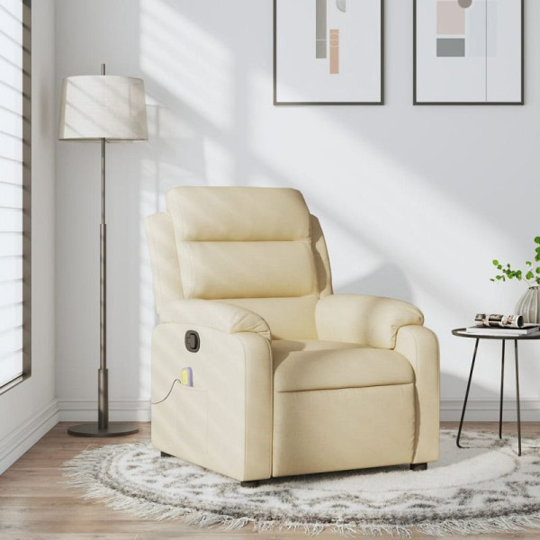 vidaXL Massage-Relaxsessel, cremefarbener Stoff, 3206144