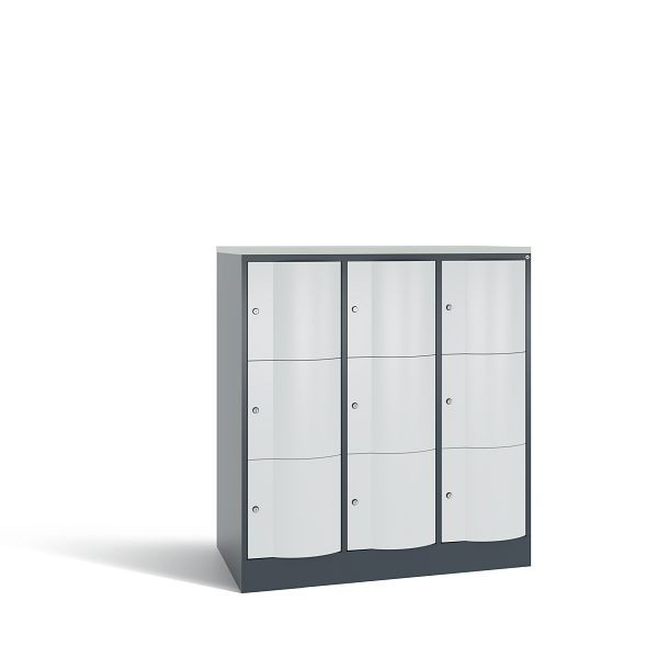 C+P XL-Schließfachschrank Resisto,9 Fächer,H1255B1148T640mm,Anthrazit/Grau/DBSHellgrau, 8573-373 S10199