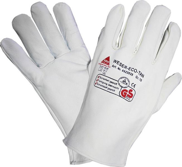 Hase Safety WESER ECO-TAN®, Montagehandschuhe, Ziegennappaleder, Größe: 10, VE: 10 Paar, 6522028-10