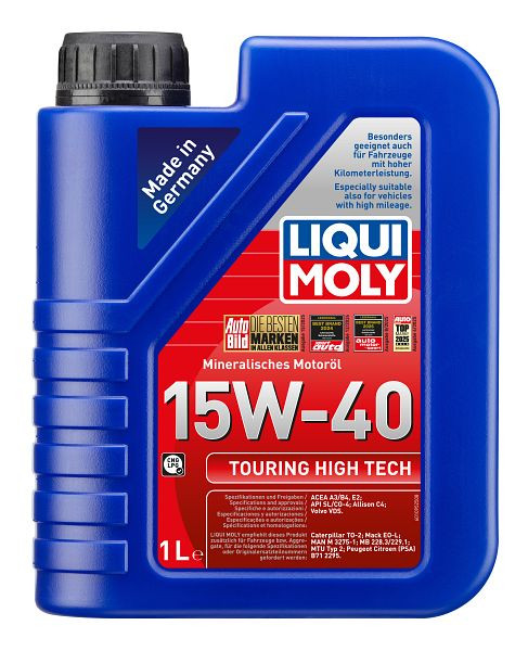 LIQUI MOLY Motoröl Touring High Tech 15W-40, Kanister Kunststoff, VE: 1 Liter, 1095