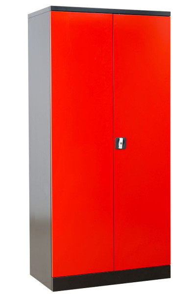 Gürkan Flügeltürenschrank, 60 x 92 x 195 cm, Schwarz, Feuerrot, Verstärkte Fachboden Stück 4, FLC.196/N, 111966