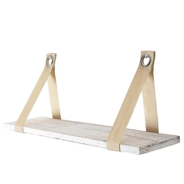 Mendler Wandregal Var, Hängeregal Regal, Shabby-Look, Vintage 21x50cm, weiß, 44780