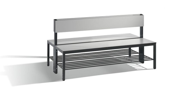 C+P Sitzbank 2-seitig, Feuchtraum, H796xB1500xT760 mm, HPL Grau, 8061-410 S10014