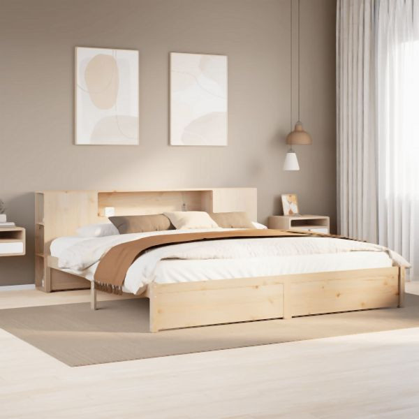 vidaXL Massivholzbett mit Regal ohne Matratze 180x200 cm Kiefernholz, 3322365