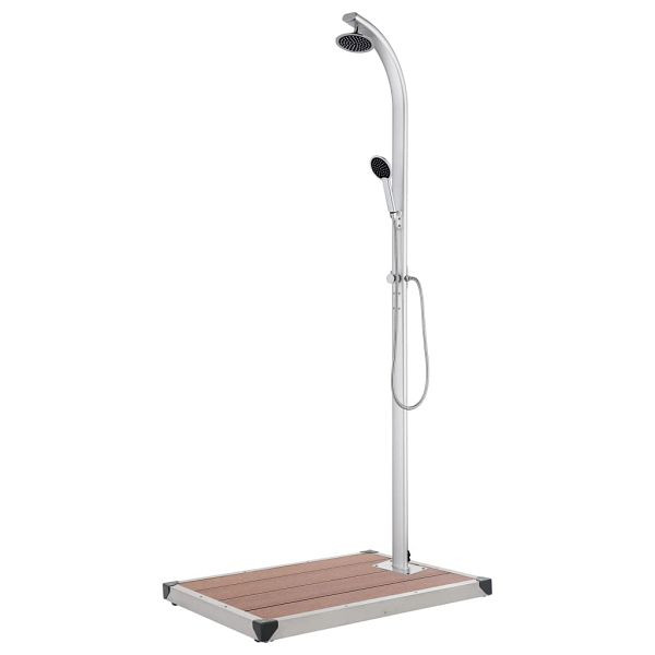 vidaXL Gartendusche mit Brauner Bodenplatte 220 cm Aluminium, 3070781