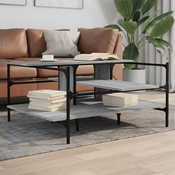vidaXL Couchtisch Grau Sonoma 100x100x48,5 cm Holzwerkstoff, 842314