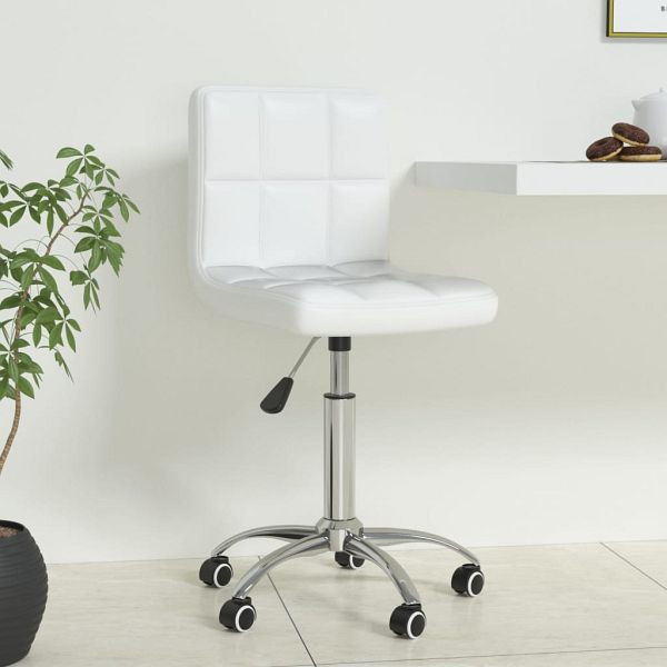 vidaXL Bürostuhl Drehbar Weiß Kunstleder, Material: Kunstleder (60% Polyurethan, 30% Polyester, 10% Baumwolle), verchromter Stahl, 334333