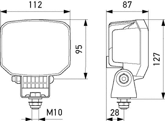 HELLA LED-Arbeitsscheinwerfer, Power Beam S, 12/24V, 1850lmt/Anbau, schwenkbarer Montagebügel/hängend/stehend, Nahfeldausleuchtung, 1GA 996 588-201